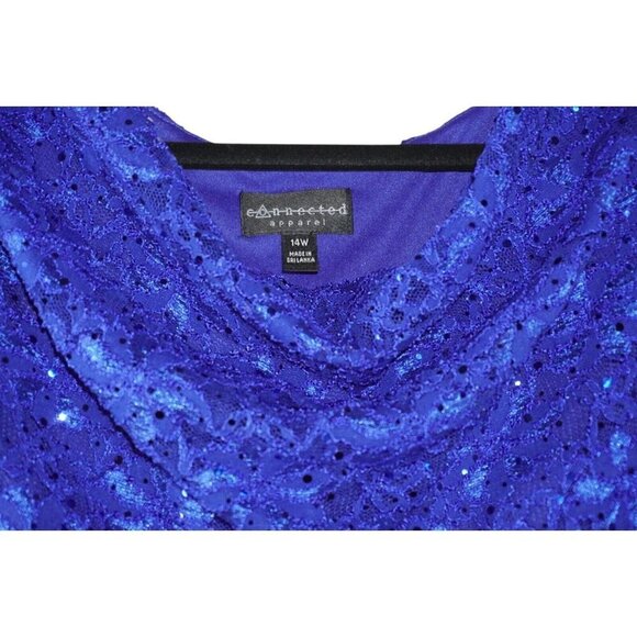 Connected Apparel Royal Blue Lace Gown - Size 14W - Elegant Formal Dress - Picture 6 of 13